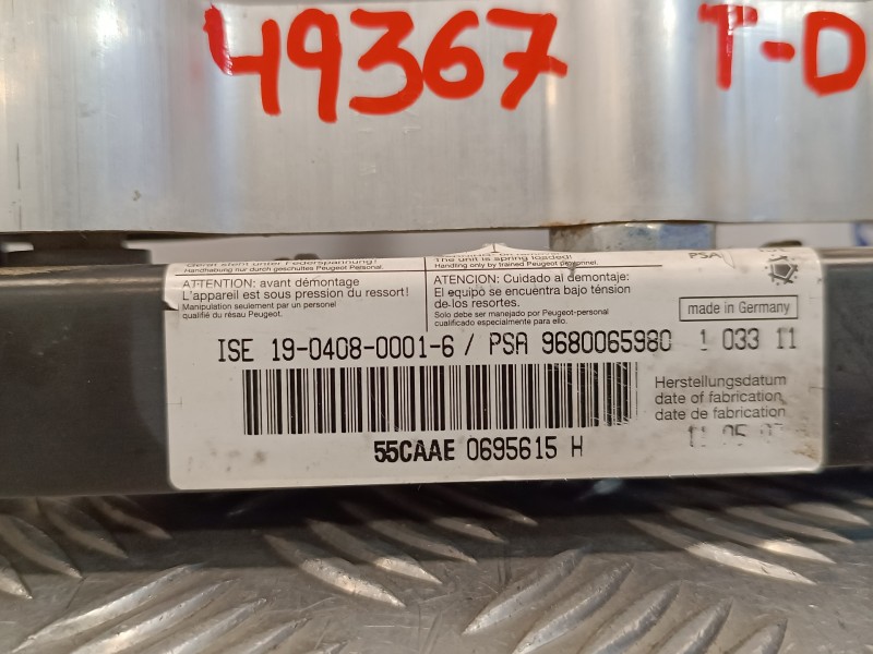 Recambio de barra antivuelco para peugeot 207 cc 1.6 16v referencia OEM IAM 9680065980  19040800016