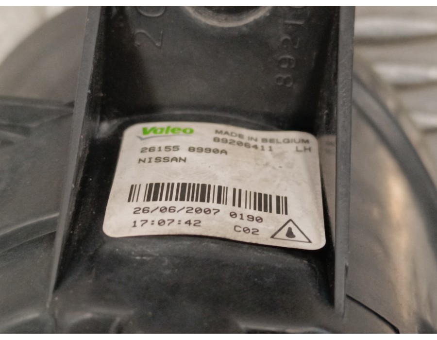 Recambio de faro antiniebla izquierdo para nissan qashqai (j10) 2.0 dci turbodiesel cat referencia OEM IAM 261558990A  89206411