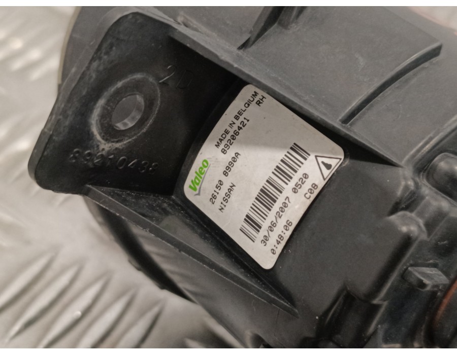 Recambio de faro antiniebla derecho para nissan qashqai (j10) 2.0 dci turbodiesel cat referencia OEM IAM 261508990A  89206421