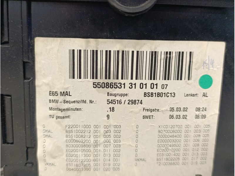 Recambio de apoyabrazos central para bmw serie 7 (e65/e66) 3.6 v8 32v cat referencia OEM IAM   