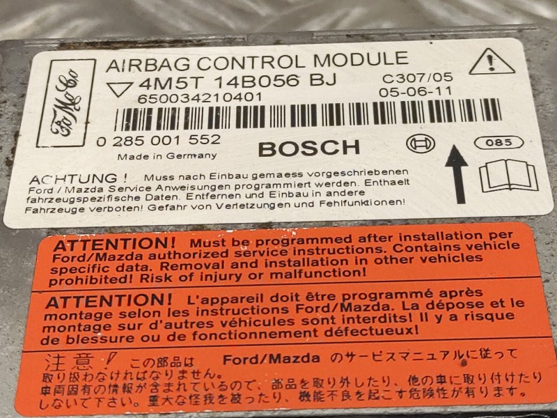 Recambio de centralita airbag para ford focus berlina (cap) 2.0 tdci cat referencia OEM IAM 4M5T14B056BJ  0285001552