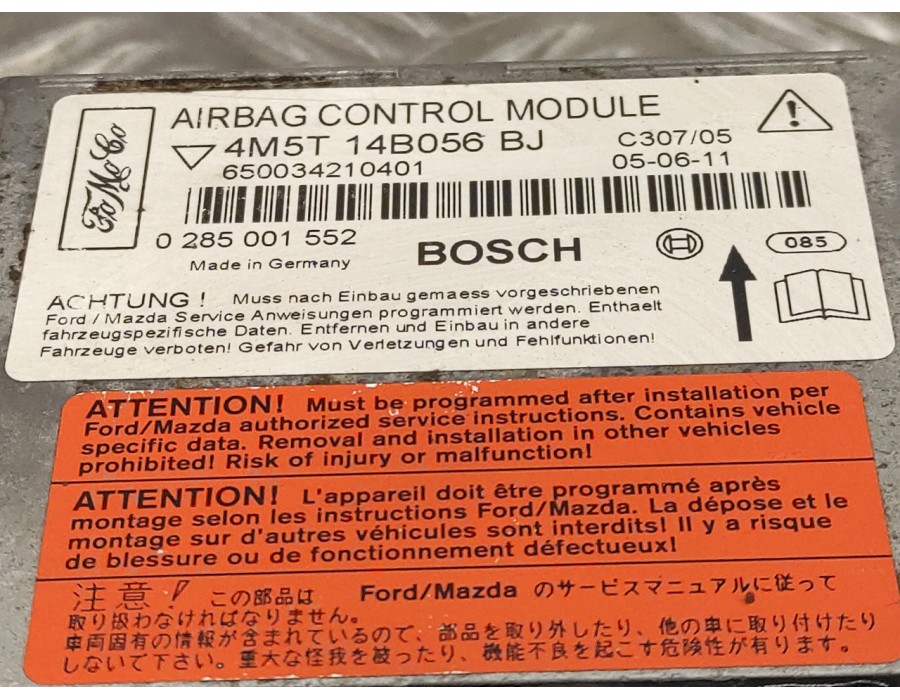 Recambio de centralita airbag para ford focus berlina (cap) 2.0 tdci cat referencia OEM IAM 4M5T14B056BJ  0285001552