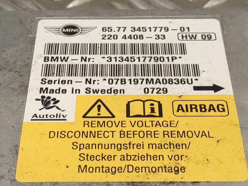 Recambio de centralita airbag para mini mini (r56) 1.4 16v cat referencia OEM IAM 6577345177901  