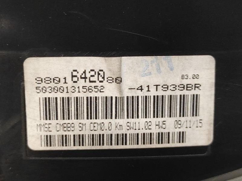 Recambio de cuadro instrumentos para peugeot partner kombi 1.6 blue-hdi fap referencia OEM IAM 9801642080  503001315652