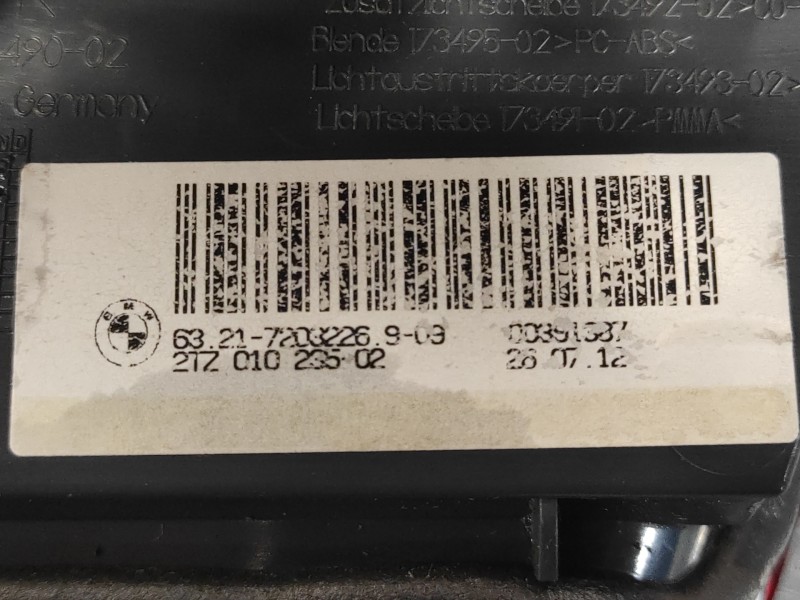 Recambio de piloto trasero derecho porton para bmw serie 5 lim. (f10) referencia OEM IAM 63217203226  17349002