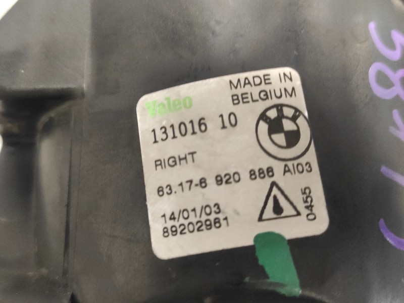 Recambio de faro antiniebla derecho para bmw x5 (e53) referencia OEM IAM 63176920886 13101610 89202961