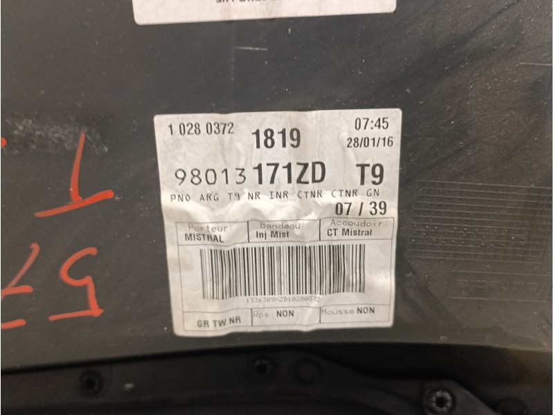 Recambio de guarnecido puerta trasera izquierda para peugeot 308 1.6 blue-hdi fap referencia OEM IAM 98013171ZD  