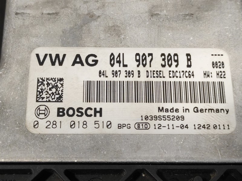 Recambio de centralita motor uce para seat leon (5f1) 1.6 tdi referencia OEM IAM 0281018510 EDC17C64 04L907309B