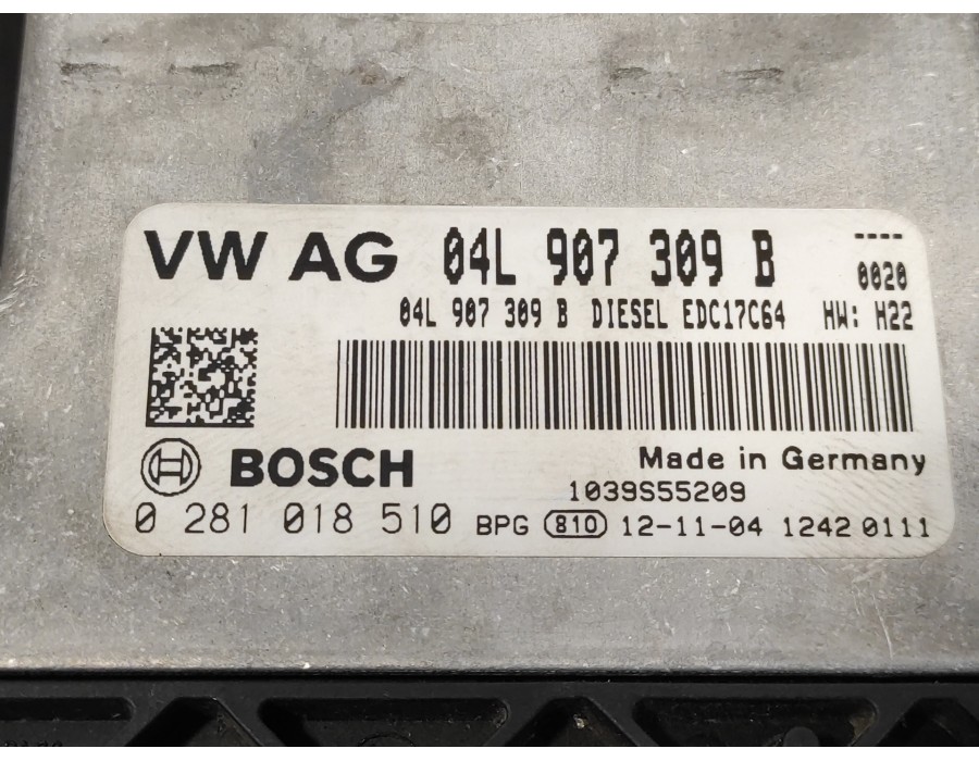 Recambio de centralita motor uce para seat leon (5f1) 1.6 tdi referencia OEM IAM 0281018510 EDC17C64 04L907309B
