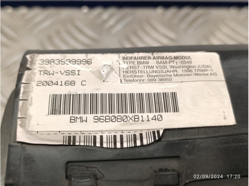 Recambio de airbag delantero derecho para bmw z3 roadster (e36) 1.9 16v cat referencia OEM IAM 3983999996  2004168C