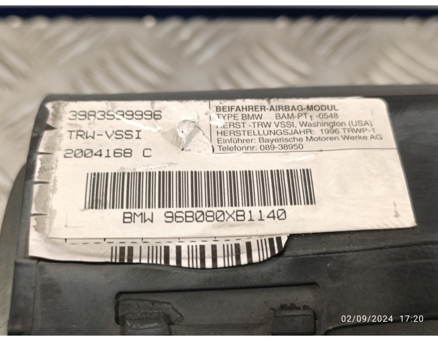 Recambio de airbag delantero derecho para bmw z3 roadster (e36) 1.9 16v cat referencia OEM IAM 3983999996  2004168C