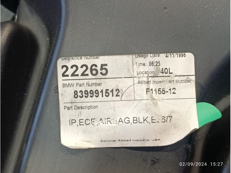 Recambio de salpicadero para bmw z3 roadster (e36) 1.9 16v cat referencia OEM IAM 839991512  