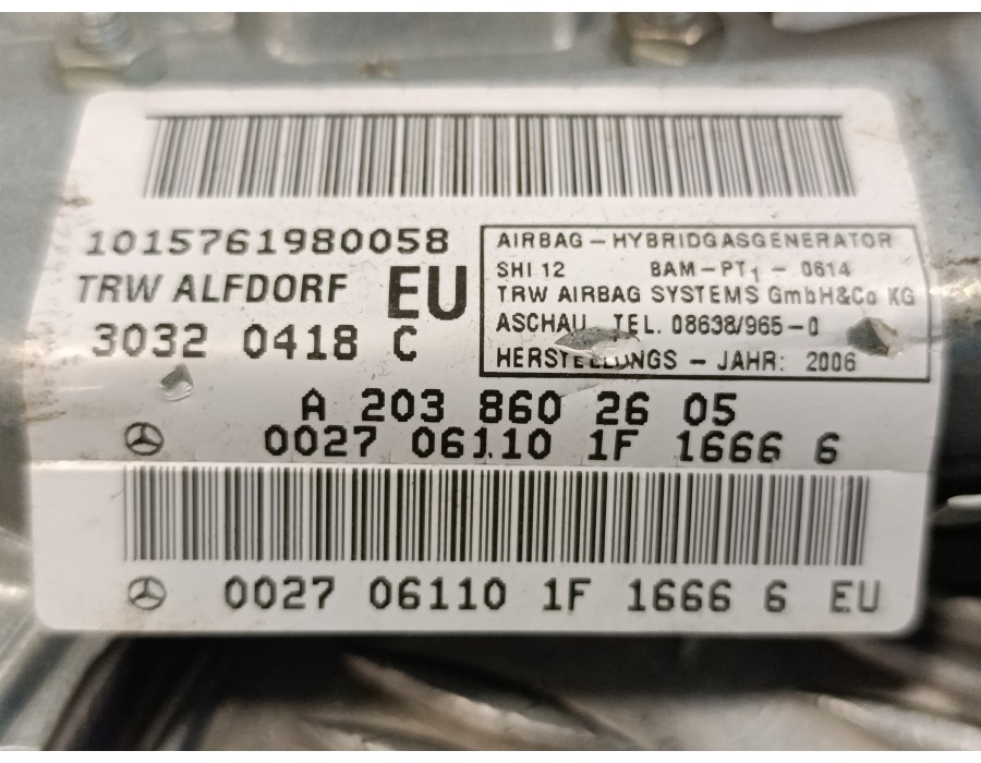 Recambio de airbag lateral delantero derecho para mercedes-benz clase c (w203) berlina referencia OEM IAM A2038602605 30320417D 