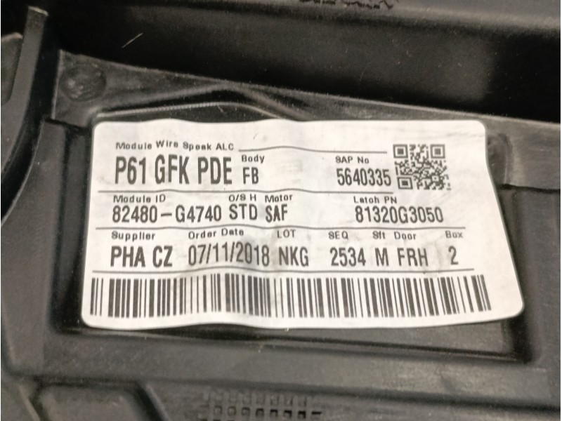 Recambio de elevalunas delantero derecho para hyundai i30 fastback 1.4 tgdi cat referencia OEM IAM 82460G4710  82480G4740