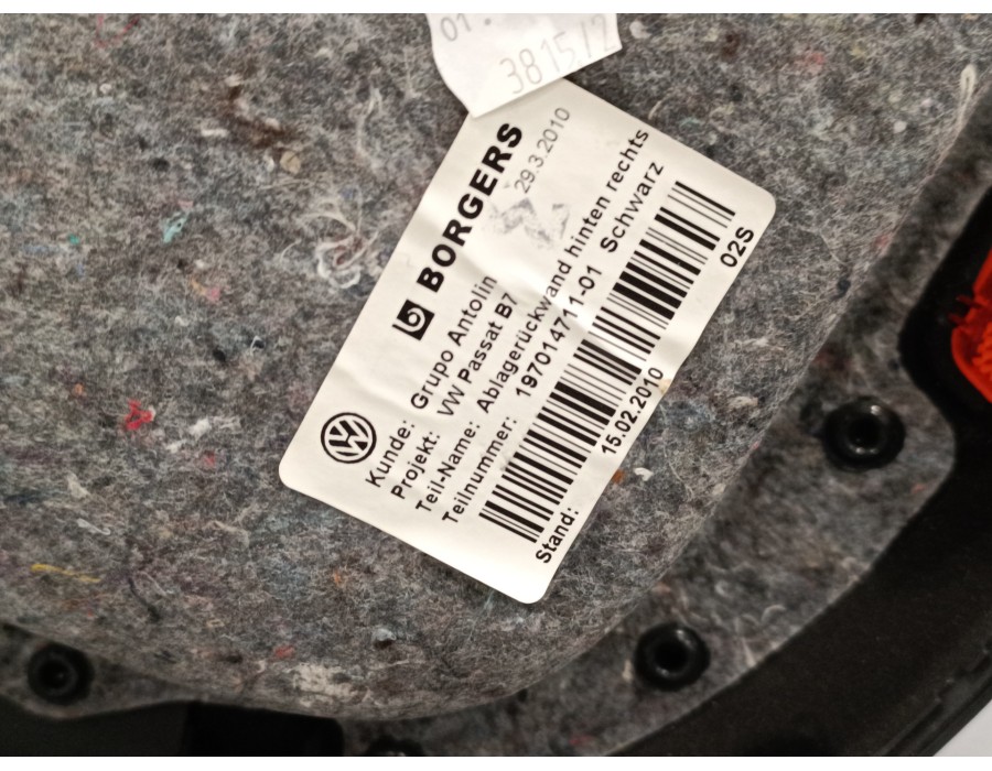 Recambio de guarnecido puerta trasera derecha para volkswagen passat variant (365) 2.0 tdi dpf referencia OEM IAM 3AF867212  