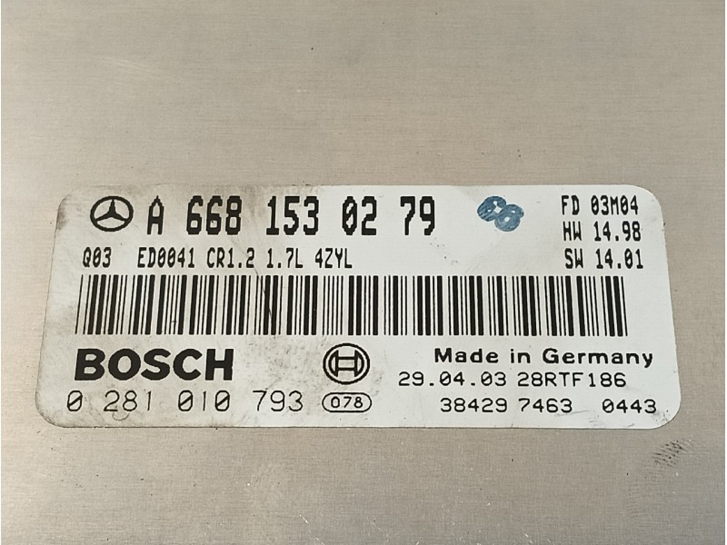 Recambio de centralita motor uce para mercedes-benz clase a (w168) referencia OEM IAM 0281010793 ED0041 A6681530279