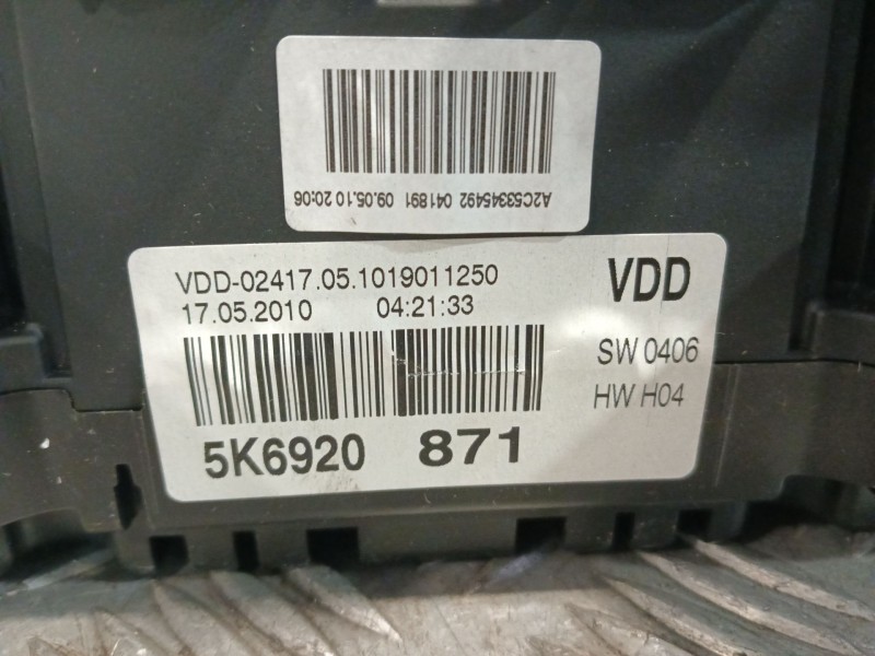 Recambio de cuadro instrumentos para volkswagen golf vi (5k1) 2.0 gti referencia OEM IAM 5K6920871 A2C53219792 