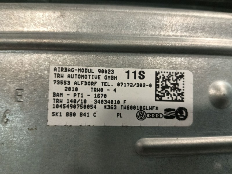 Recambio de airbag delantero izquierdo para volkswagen golf vi (5k1) 2.0 gti referencia OEM IAM 5K1880841C 34034011E 
