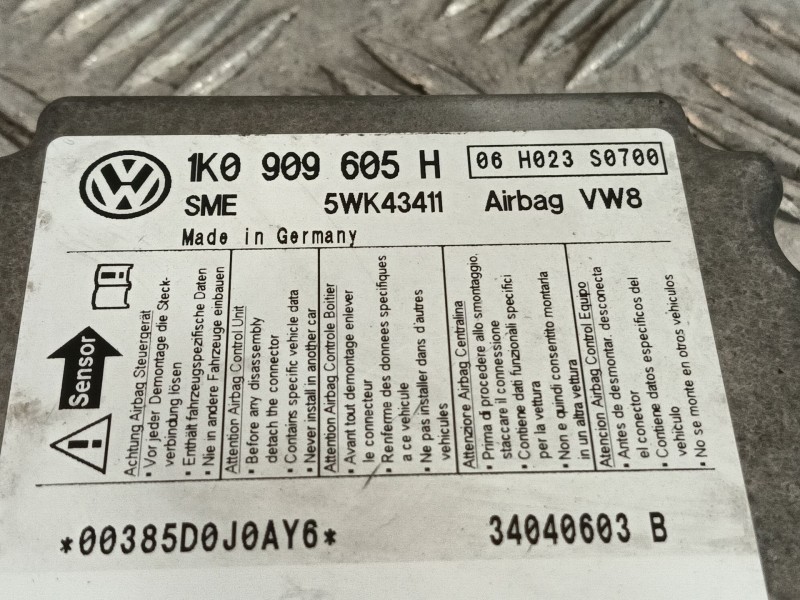 Recambio de centralita airbag para volkswagen golf v (1k1) 2.0 tdi referencia OEM IAM 1K0909605H 5WK43411 