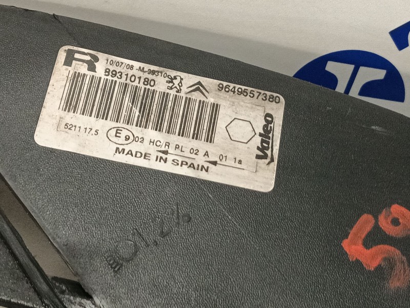 Recambio de faro derecho para citroën xsara picasso (n68) 2.0 hdi referencia OEM IAM 9649557380  89310180