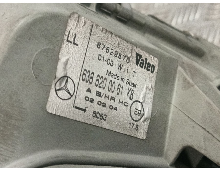 Recambio de faro izquierdo para mercedes-benz vito (w638) caja cerrada 2.1 cc referencia OEM IAM 6388200061 67629570 