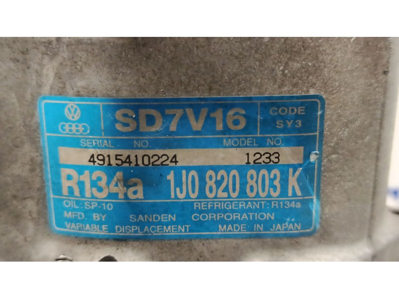 Recambio de compresor aire acondicionado para volkswagen golf iv berlina (1j1) referencia OEM IAM 1J0820803K SD7V161233 
