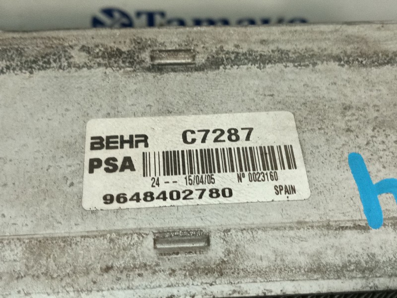 Recambio de intercooler para peugeot 206 cc referencia OEM IAM 9648402780  