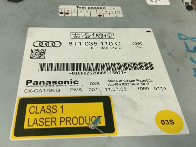 Recambio de sistema audio / radio cd para audi a5 (8t3) 3.2 fsi quattro referencia OEM IAM 8T1035110C  