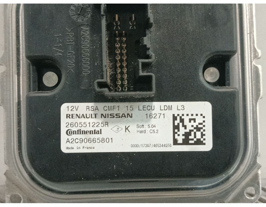 Recambio de centralita faros xenon para renault scénic iv (j9_) 1.5 dci 110 referencia OEM IAM A2C90665801 260551225R 