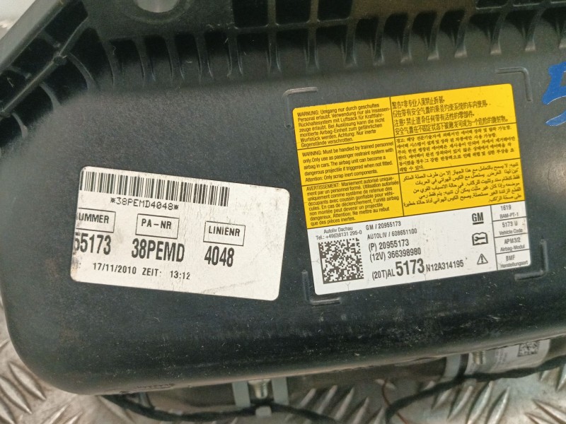 Recambio de airbag delantero derecho para opel insignia berlina 2.0 cdti cat referencia OEM IAM 608651200  