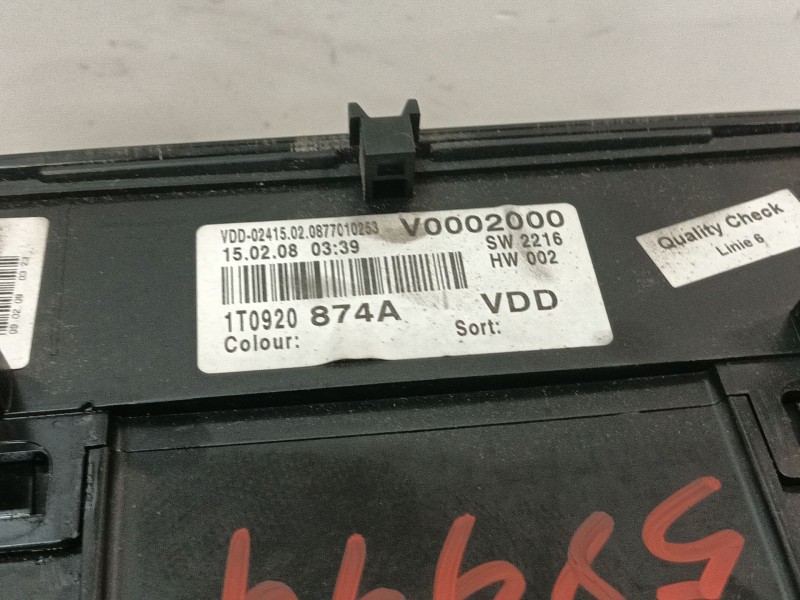 Recambio de cuadro instrumentos para volkswagen touran (1t2) referencia OEM IAM 1T0920874A A2C53023102 A2C53025660