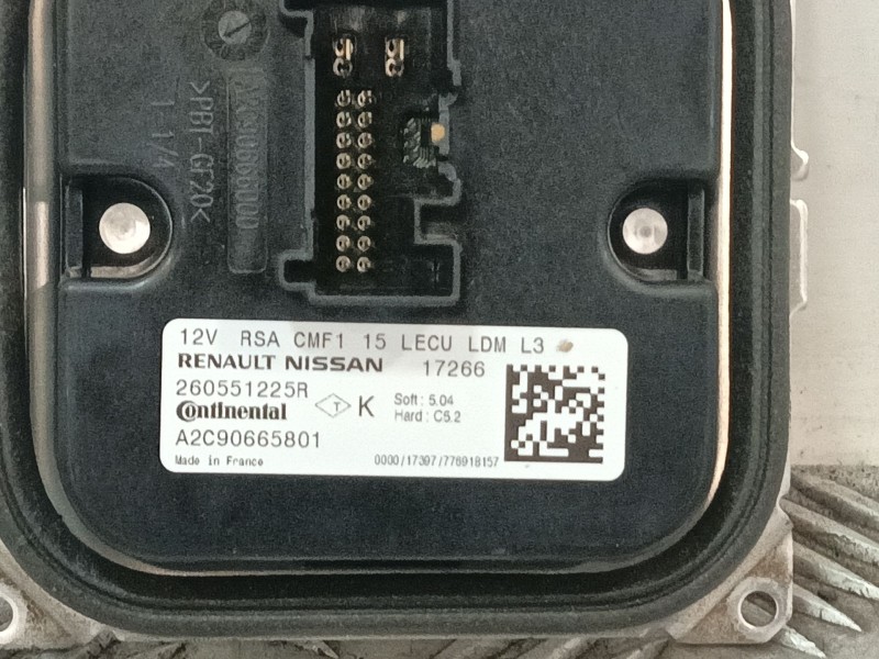 Recambio de centralita faros xenon para renault kadjar (ha_, hl_) 1.6 dci 130 referencia OEM IAM A2C90665801 260551225R 