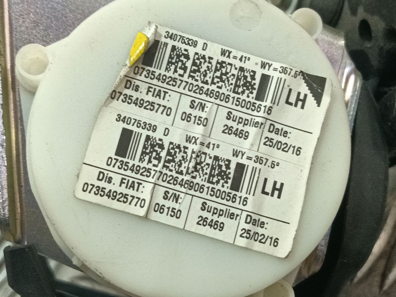 Recambio de cinturon seguridad trasero izquierdo para fiat 500 (312) 500 referencia OEM IAM 34075339D 34022782C 