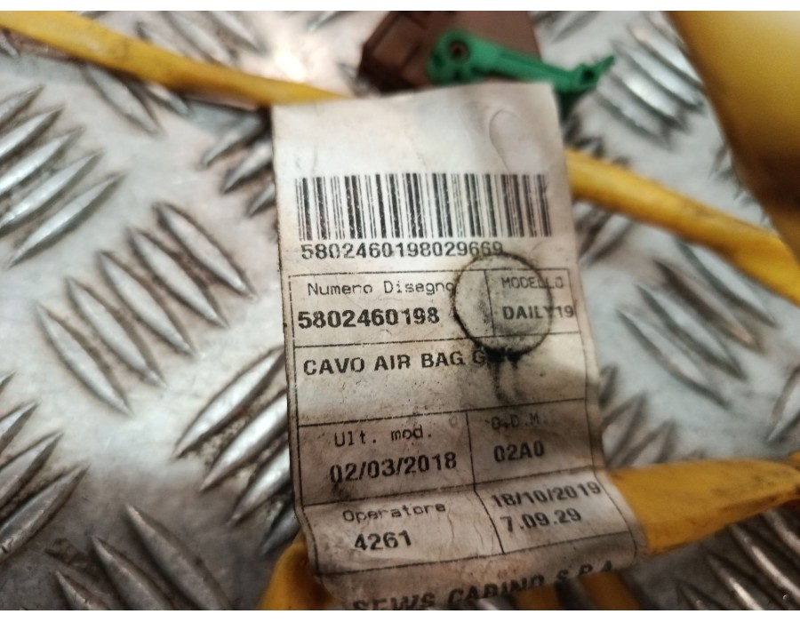 Recambio de cable para iveco daily vi furgoneta 35s18, 35c18, 40c18, 50c18, 60c18, 65c18, 70c18 referencia OEM IAM 5802460198  