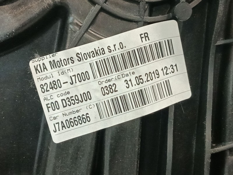 Recambio de elevalunas delantero derecho para kia ceed referencia OEM IAM 82480J7000  