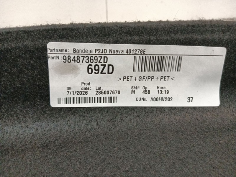 Recambio de bandeja trasera para peugeot 208 i (ca_, cc_) 1.2 gpl referencia OEM IAM 98487369ZD  