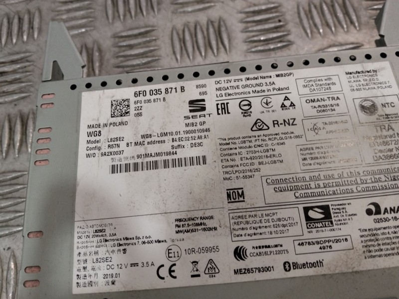 Recambio de sistema audio / radio cd para seat ibiza (kj1) referencia OEM IAM 6f0035871B  