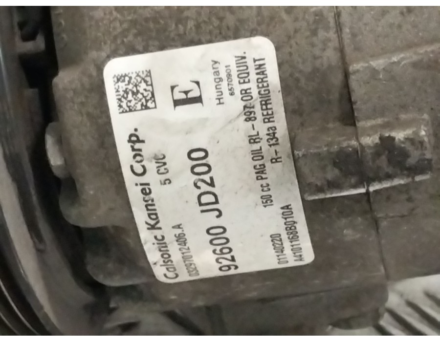Recambio de compresor aire acondicionado para nissan qashqai i (j10, nj10) 2.0 referencia OEM IAM 01140220 A4101168B010A 