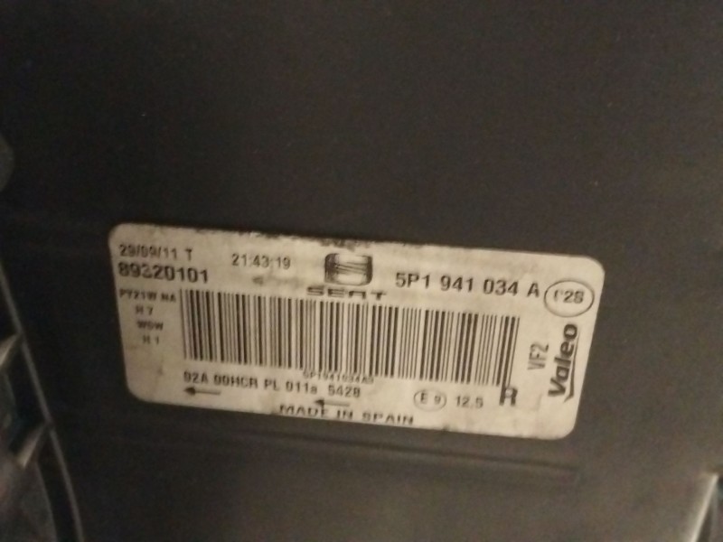Recambio de faro derecho para seat altea xl (5p5, 5p8) 1.6 tdi referencia OEM IAM 89320101  