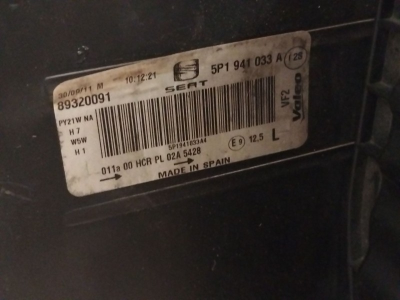Recambio de faro izquierdo para seat altea xl (5p5, 5p8) 1.6 tdi referencia OEM IAM 5P1941005E  