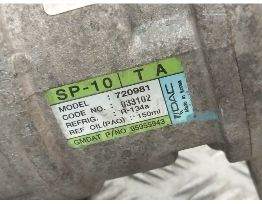 Recambio de compresor aire acondicionado para chevrolet aveo / kalos hatchback (t250, t255) 1.2 referencia OEM IAM 95955943  