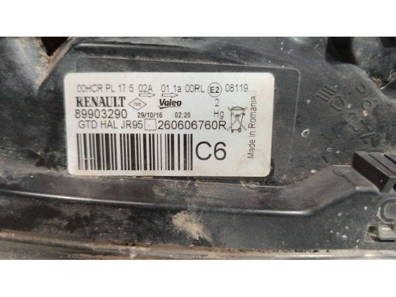 Recambio de faro izquierdo para renault grand scénic iii (jz0/1_) 1.5 dci referencia OEM IAM 89903290 260606760R 