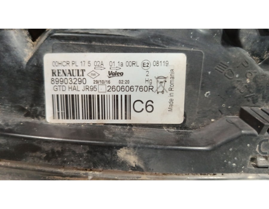 Recambio de faro izquierdo para renault grand scénic iii (jz0/1_) 1.5 dci referencia OEM IAM 89903290 260606760R 
