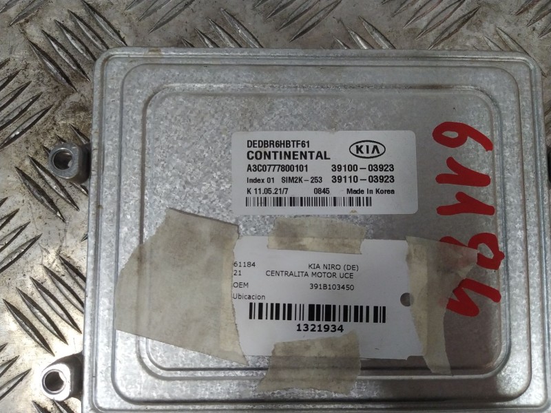 Recambio de centralita motor uce para kia niro (de) 1.6 gdi hybrid referencia OEM IAM 391B103450  