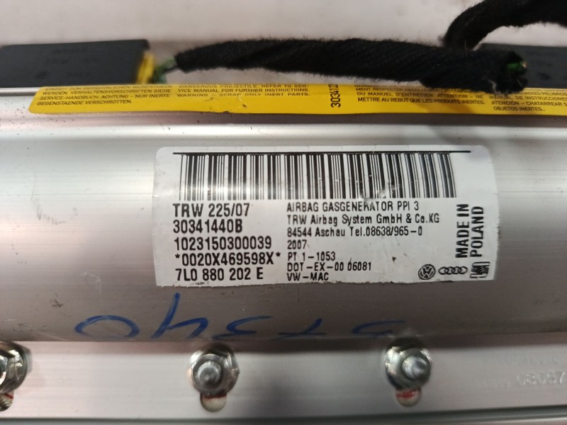 Recambio de airbag delantero derecho para volkswagen touareg (7l6) 2.5 tdi dpf referencia OEM IAM 7L0880202  