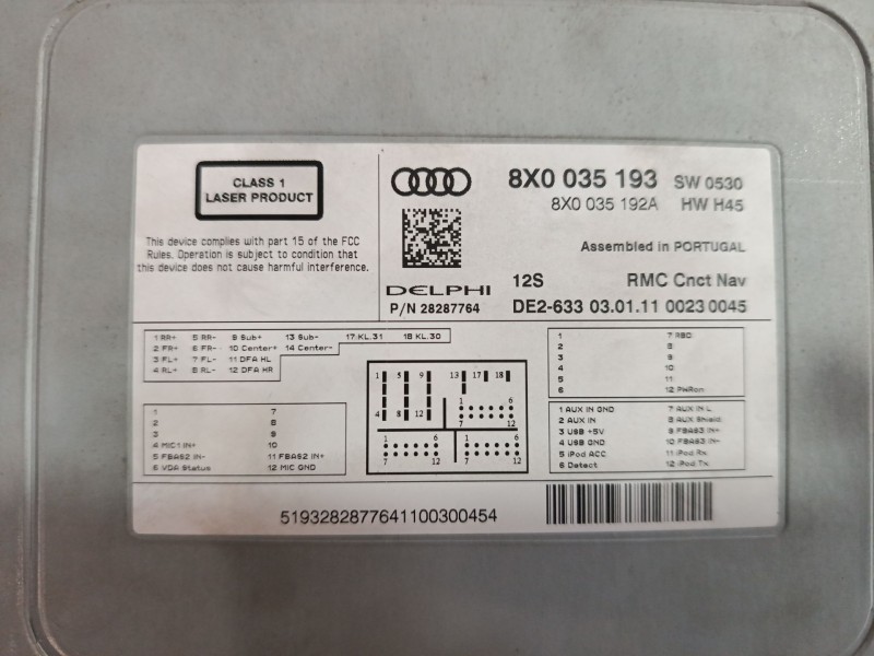 Recambio de sistema audio / radio cd para audi a1 (8x1, 8xk) 1.6 tdi referencia OEM IAM 8X0035193EX  