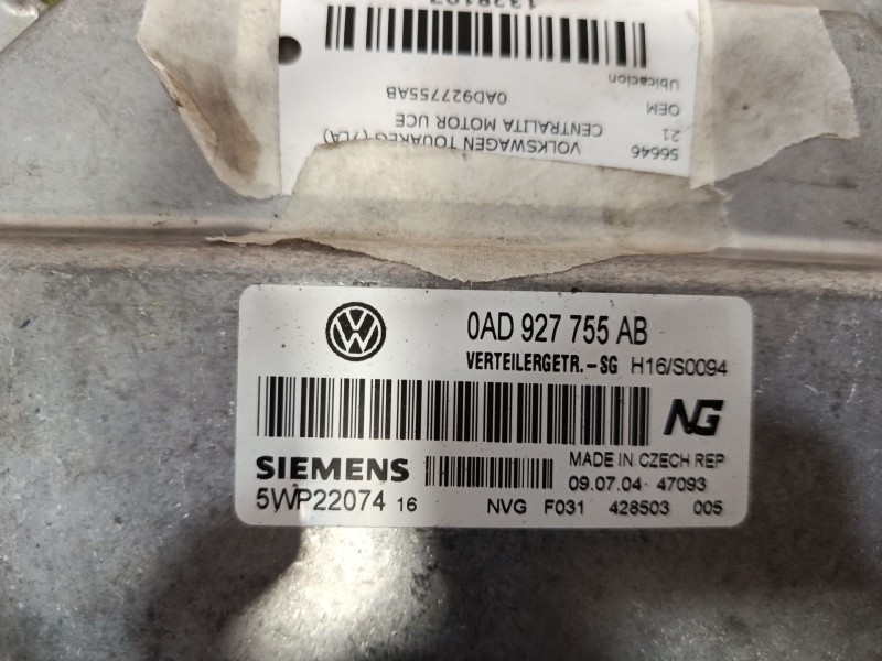 Recambio de centralita motor uce para volkswagen touareg (7la) 2.5 tdi referencia OEM IAM 0AD927755AB  
