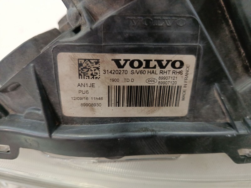 Recambio de faro derecho para volvo v60 i cross country (157) d4 referencia OEM IAM 31420270  