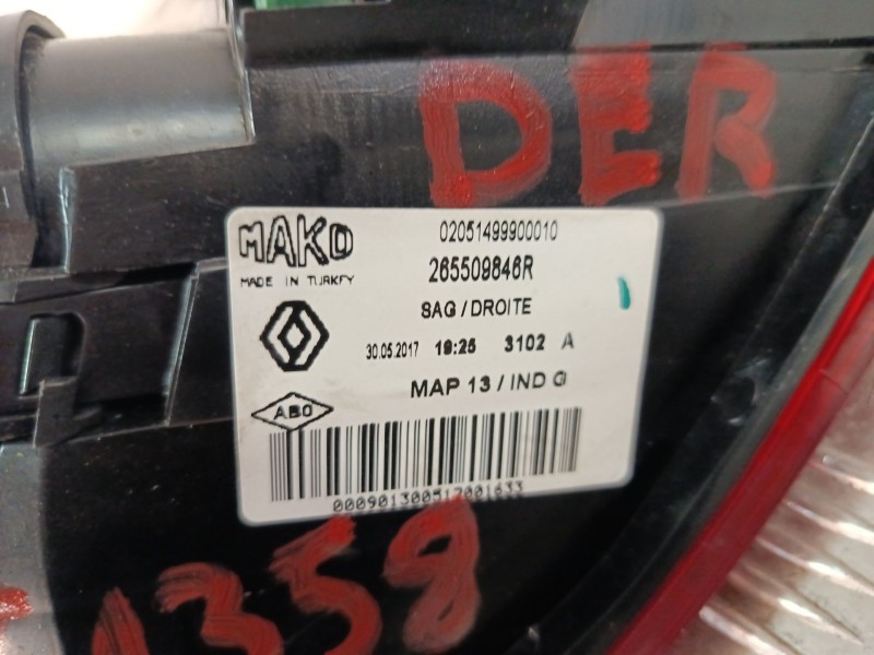Recambio de piloto trasero derecho para renault clio iv (bh_) 0.9 tce 90 referencia OEM IAM 265502631R  